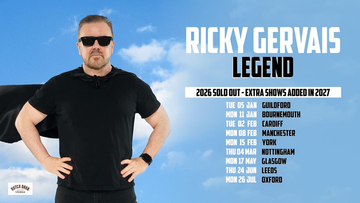 Ricky Gervais Extends Legend Tour Into 2027 With New Shows Across UK ...